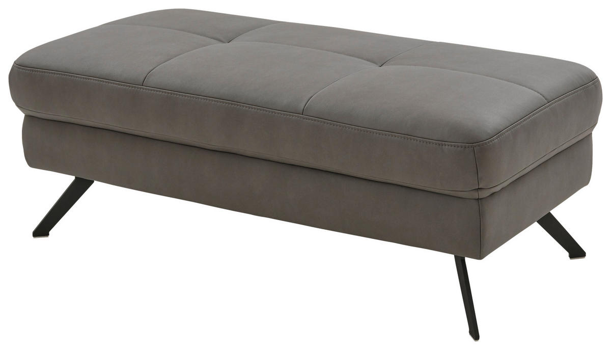 ECKSOFA in Lederlook, Mikrofaser Dunkelgrau  - Dunkelgrau/Schwarz, Design, Textil/Metall (261/220cm) - Beldomo System