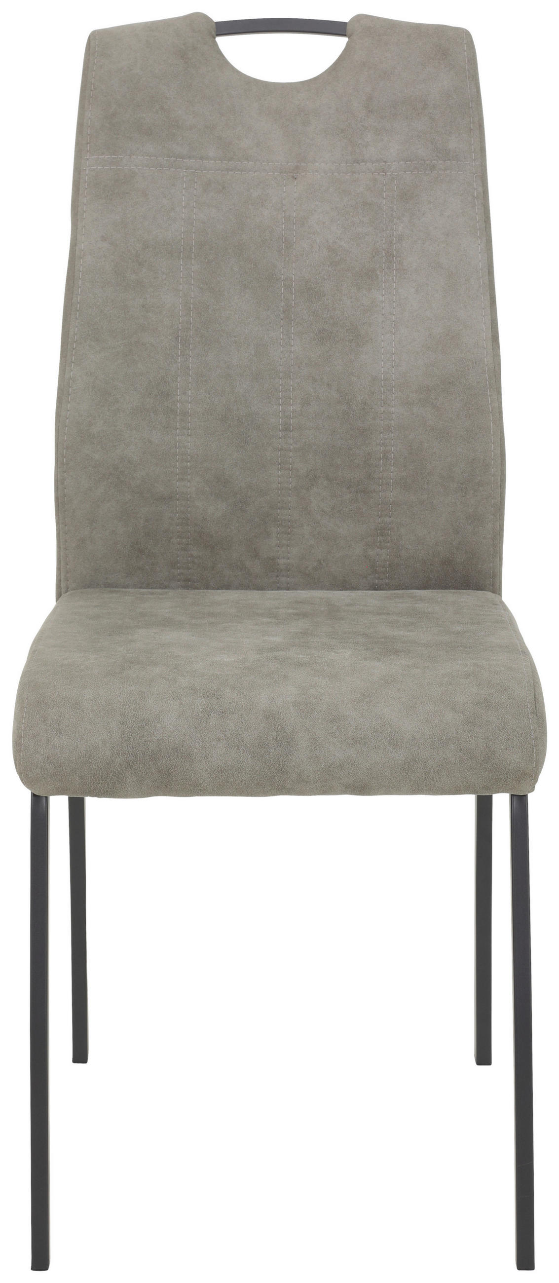 STUHL-SET 4 Stück  in Stahl Mikrofaser Metall, Textil  - Grau, MODERN, Textil/Metall (44/96/64cm) - MID.YOU