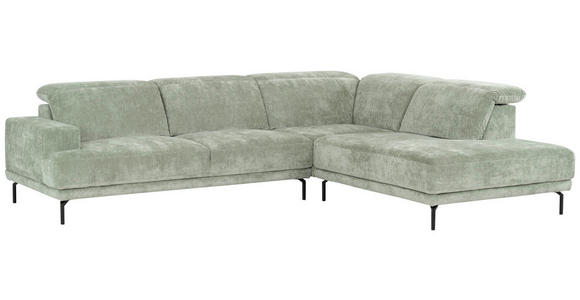 ECKSOFA  in Chenille Mintgrün  307/243 cm  - Schwarz/Mintgrün, Design, Textil/Metall (307/243cm) - Xora