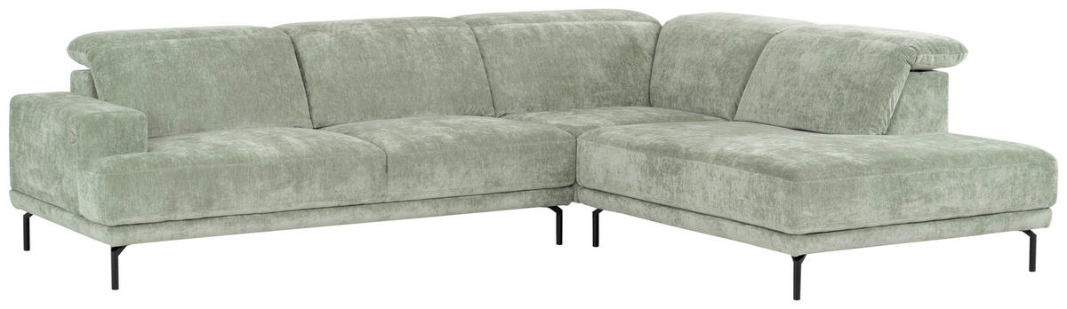 ECKSOFA  in Chenille Mintgrün  307/243 cm  - Schwarz/Mintgrün, Design, Textil/Metall (307/243cm) - Xora