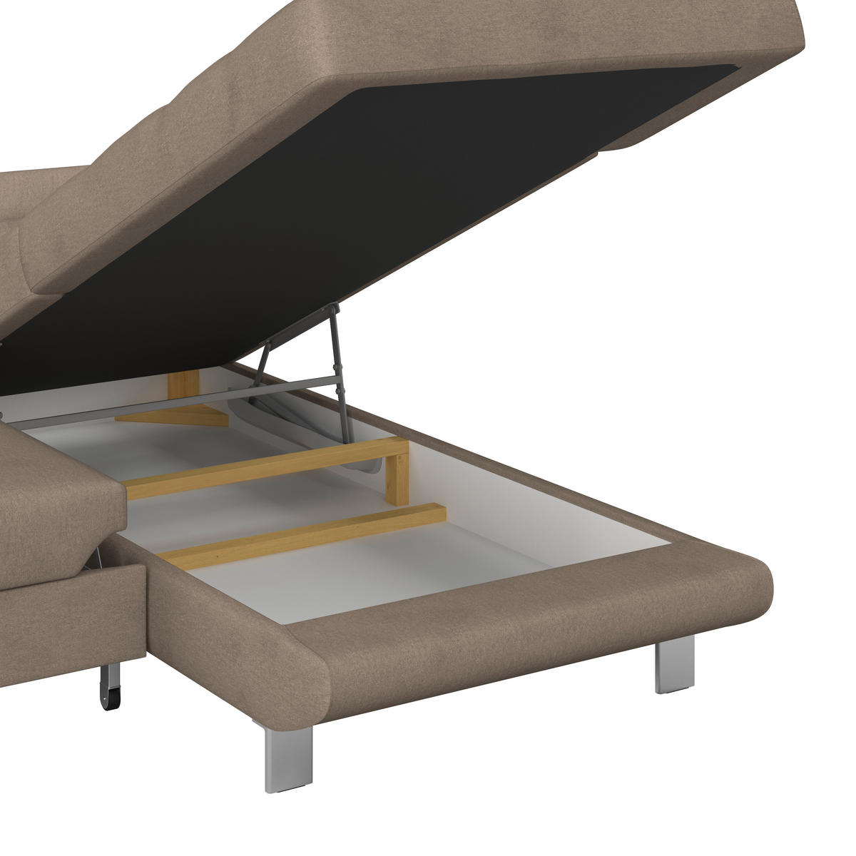 Ecksofa mit Schlaffunktion Taupe Drell  - Taupe, MODERN, Textil/Metall (270/230cm) - MID.YOU