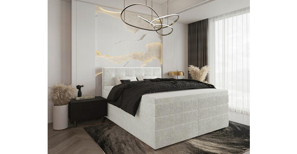 BOXSPRINGBETT 160/200 cm in Creme - Creme/Schwarz, KONVENTIONELL, Kunststoff/Textil (160/200cm) - Carryhome