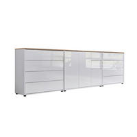 SIDEBOARD Mailand Set 8  in 263,5/73/33 cm  - Weiß Hochglanz/Schwarz, MODERN, Holzwerkstoff/Kunststoff (263,5/73/33cm) - MID.YOU