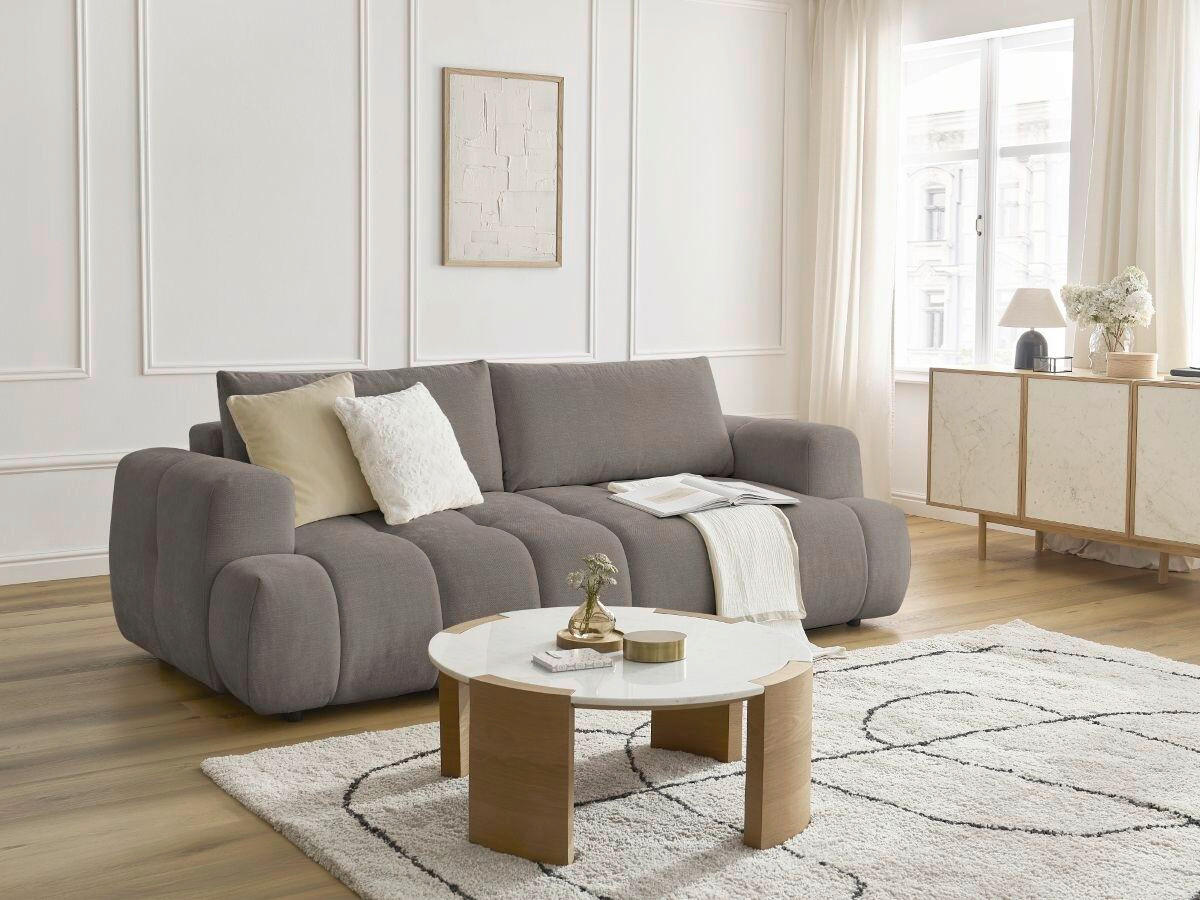 SCHLAFSOFA FUJI Leinenoptik Taupe  inkl.  - Taupe/Schwarz, MODERN, Kunststoff/Textil (251/113/88cm)