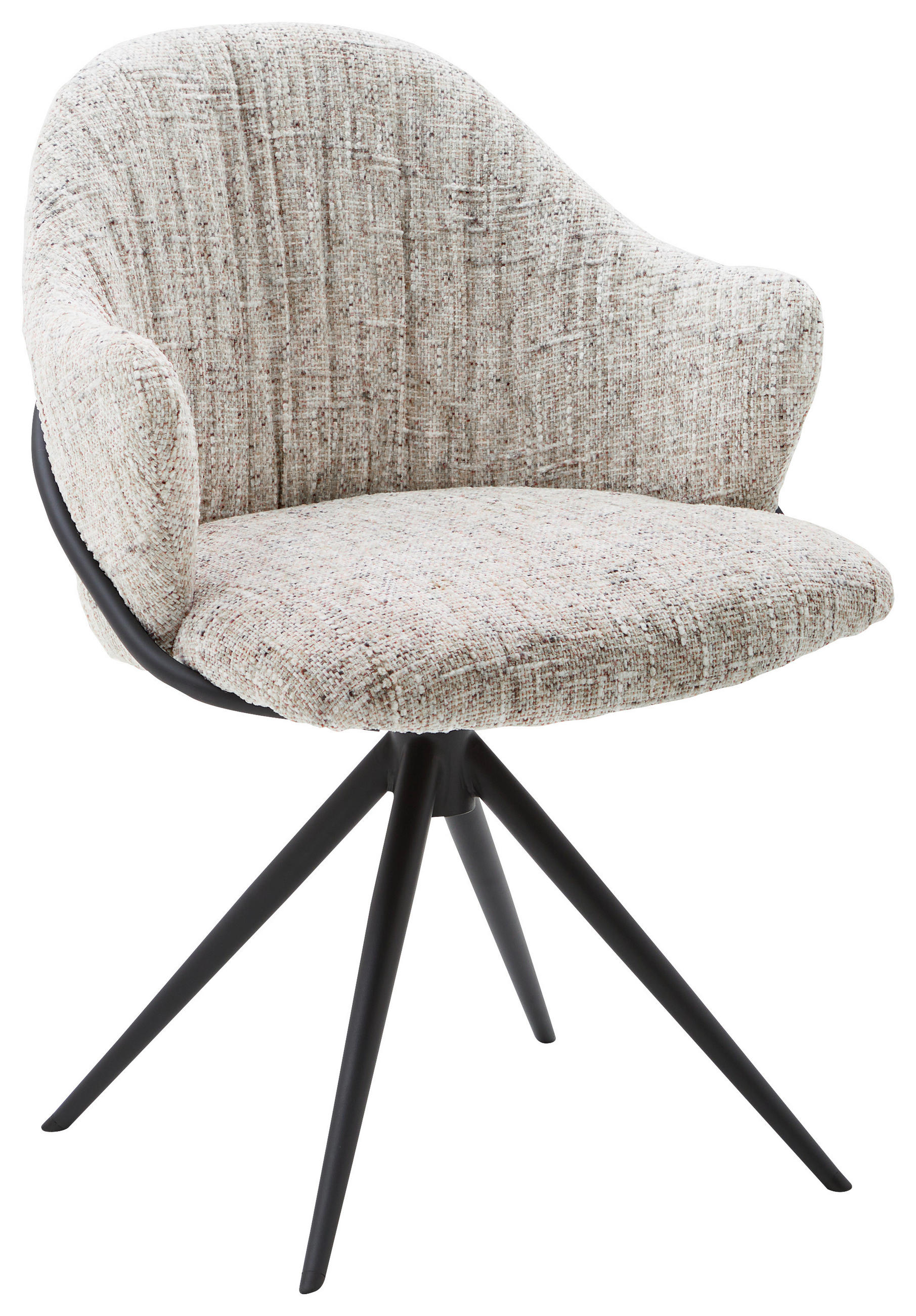 ARMLEHNSTUHL  Lederauswahl, Stoffauswahl, Sitzfläche 360° drehbar beflockt  - Taupe/Anthrazit, Design, Textil/Metall (57/84/44,5cm) - Belluti