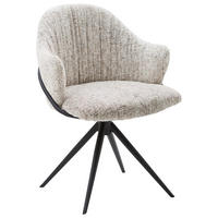 ARMLEHNSTUHL  Lederauswahl, Stoffauswahl, Sitzfläche 360° drehbar beflockt  - Taupe/Anthrazit, Design, Textil/Metall (57/84/44,5cm) - Belluti