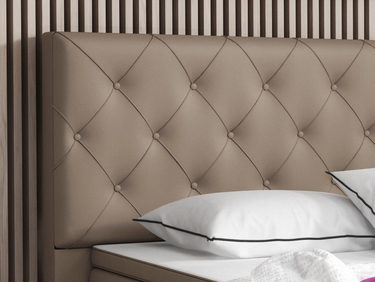 BOXSPRINGBETT 180/200 cm  in Cappuccino  - Silberfarben/Cappuccino, KONVENTIONELL, Leder/Textil (180/200cm) - MID.YOU