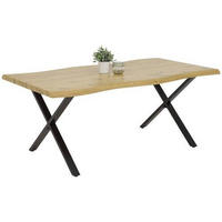 ESSTISCH in Metall, Holzwerkstoff 200/100/76 cm  - Eichefarben/Schwarz, Natur, Holzwerkstoff/Metall (200/100/76cm) - Boxxx
