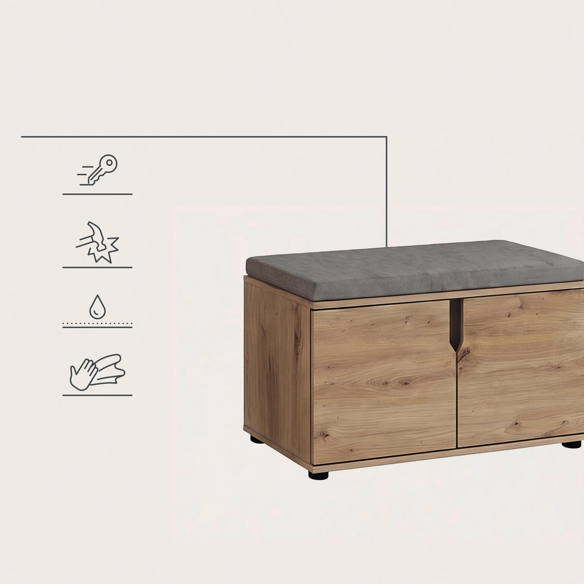 GARDEROBE 3-teilig  in 175/191/37 cm  - Eiche Artisan, Design, Holzwerkstoff (175/191/37cm) - MID.YOU
