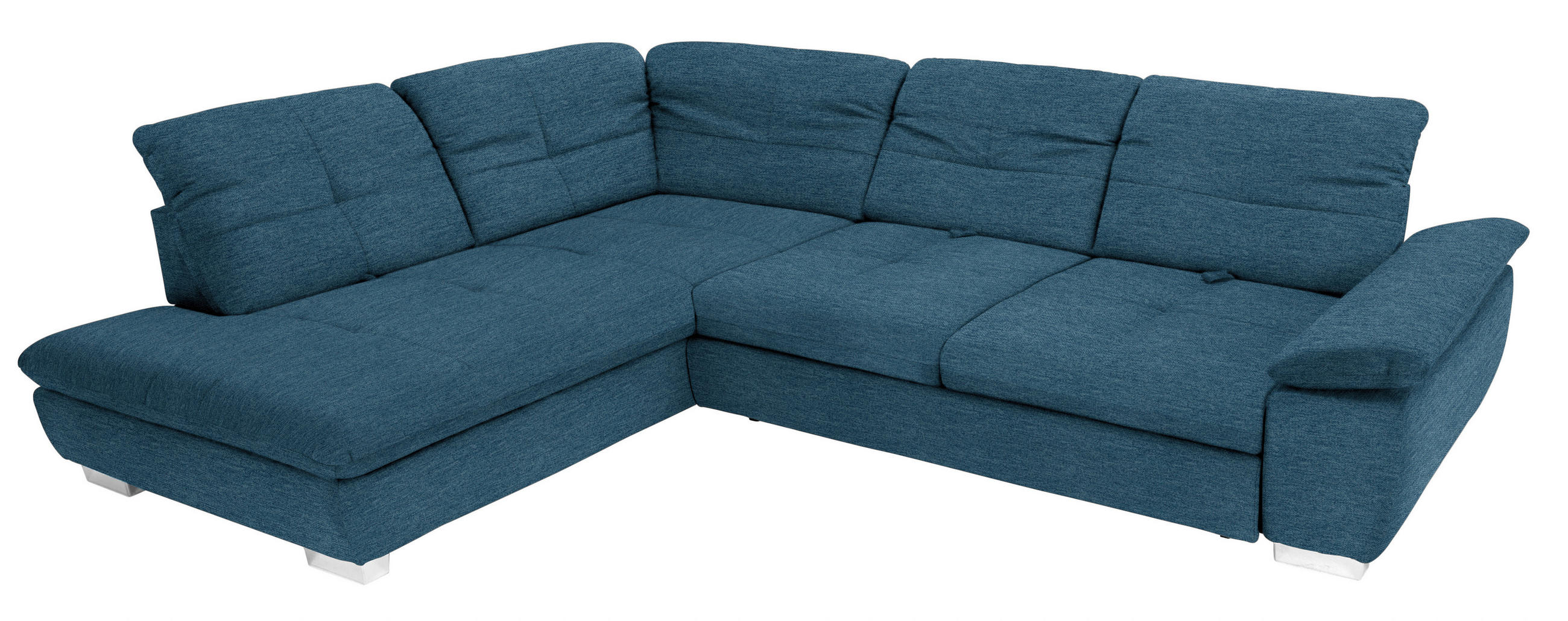 Thumbnail - Xora Ecksofa, Dunkelblau, Textil, 5-Sitzer, Ottomane links, L-Form, 313x242 cm, Goldenes M, Typenauswahl, Bettkasten erh...