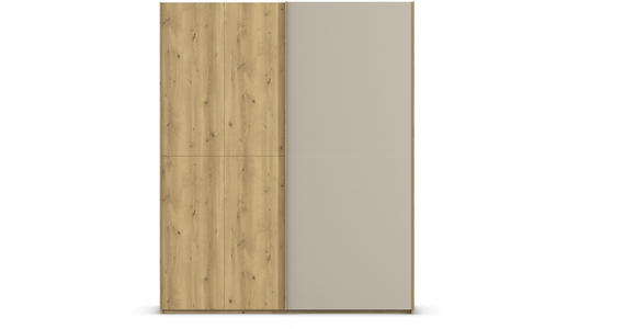 SCHWEBETÜRENSCHRANK 180/223/68 cm 2-türig Eichefarben, Fango  - Fango/Eichefarben, Design, Glas/Holz (180/223/68cm) - Novel