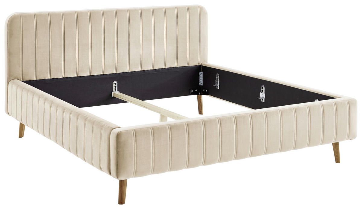 POLSTERBETT 180/200 cm,  in Beige,  - Eichefarben/Beige, MODERN, Holz/Textil (180/200cm) - Xora