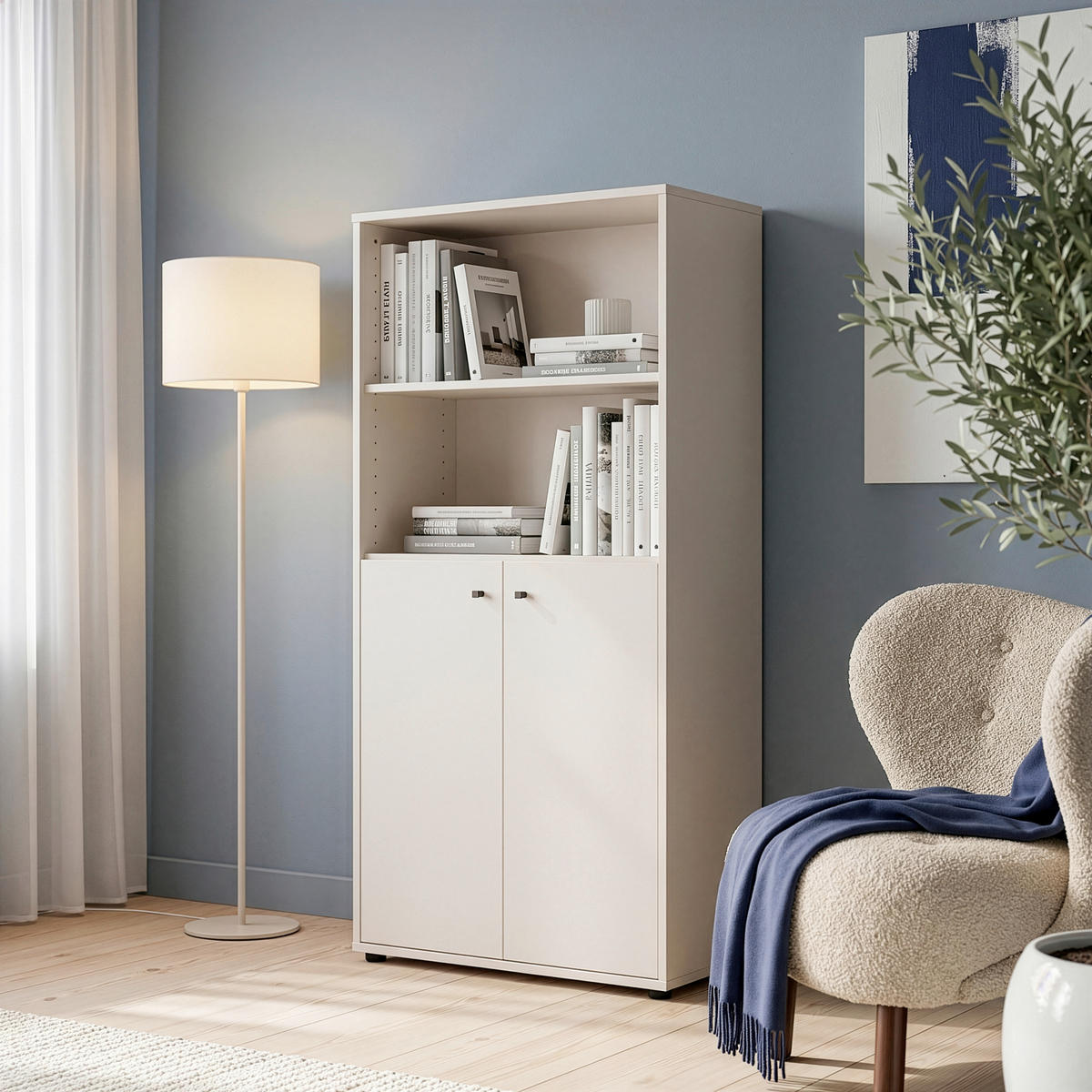 REGAL Sandfarben  - Sandfarben/Schwarz, Design, Holzwerkstoff/Kunststoff (73,7/149,5/34,8cm)