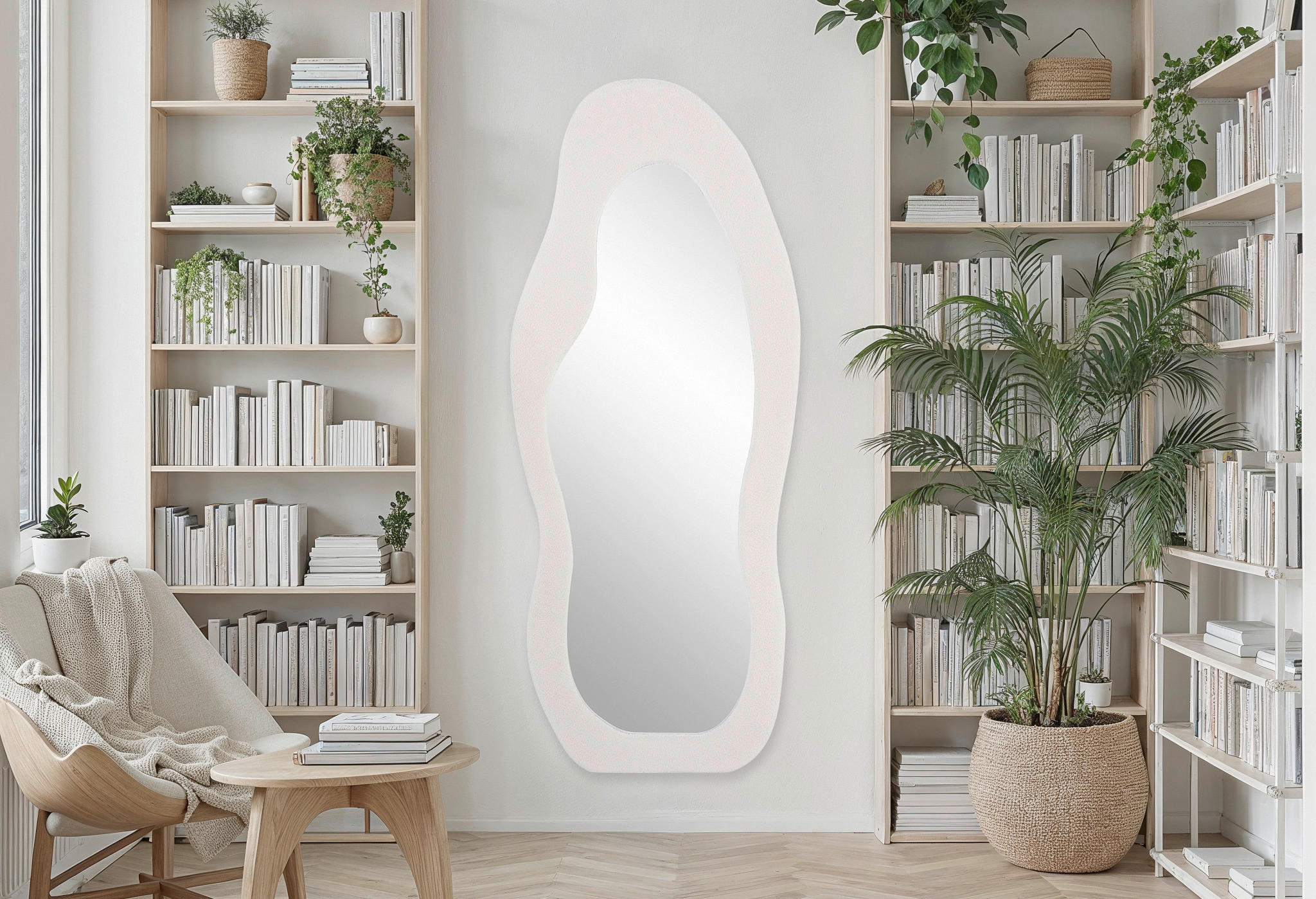WANDSPIEGEL 72/170/3,5 cm    in Freiform  - Creme, Design, Glas/Holzwerkstoff (72/170/3,5cm) - MID.YOU