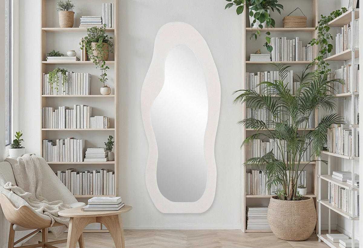 WANDSPIEGEL 72/170/3,5 cm    in Freiform  - Creme, Design, Glas/Holzwerkstoff (72/170/3,5cm) - MID.YOU