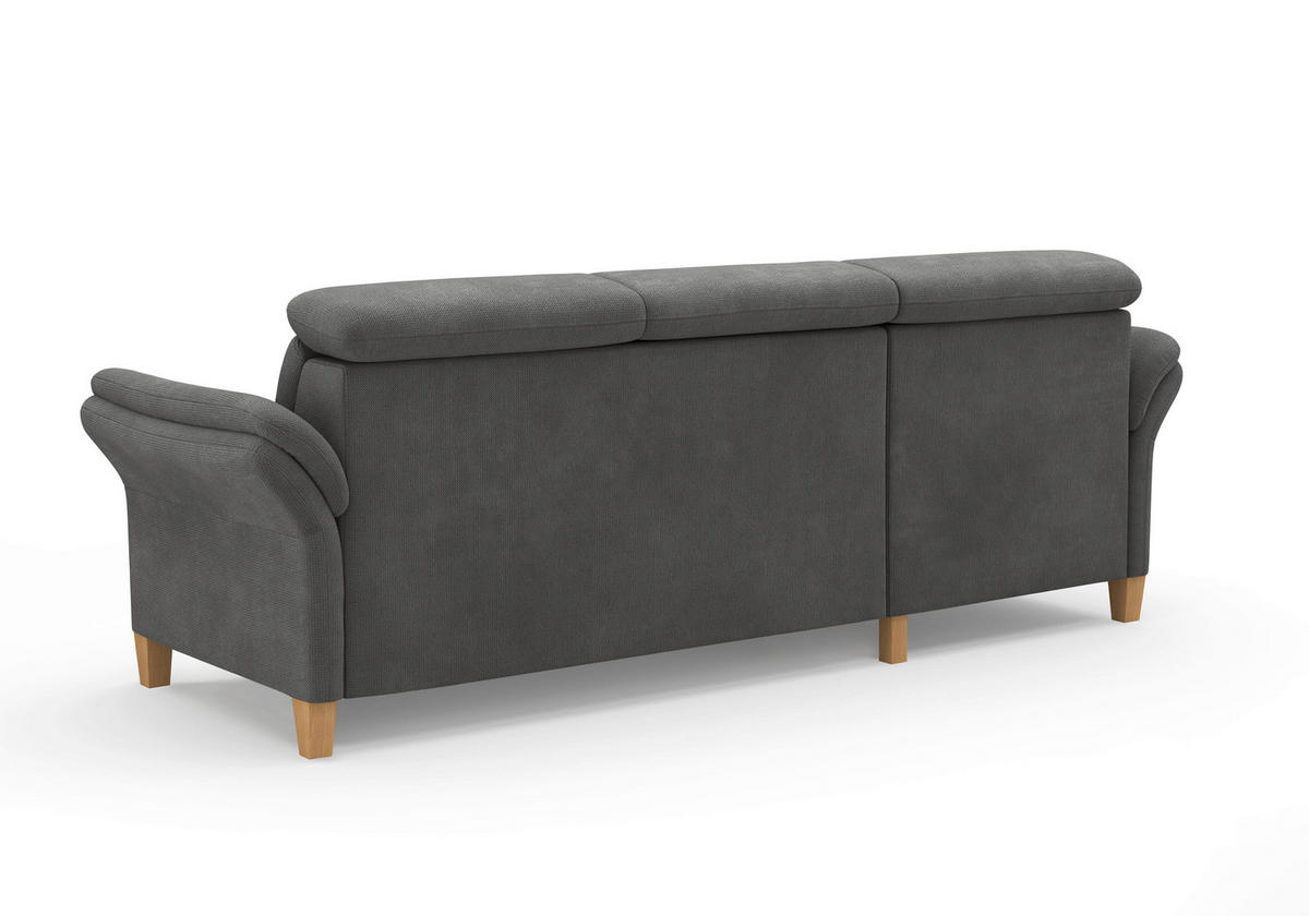 ECKSOFA GLENDALE E Grau Flachgewebe  - Eichefarben/Grau, KONVENTIONELL, Holz/Textil (166/253cm) - Sit & More