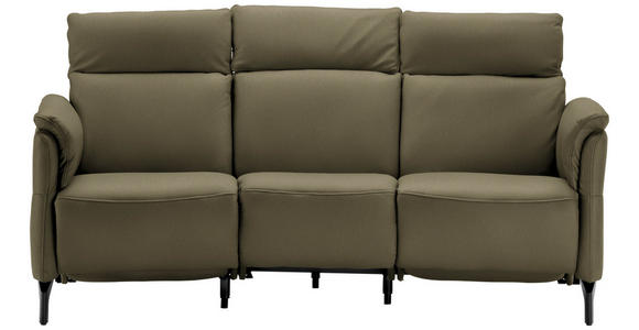 TRAPEZSOFA in Echtleder Olivgrün  - Schwarz/Olivgrün, KONVENTIONELL, Leder/Metall (221/103/95cm) - Dieter Knoll