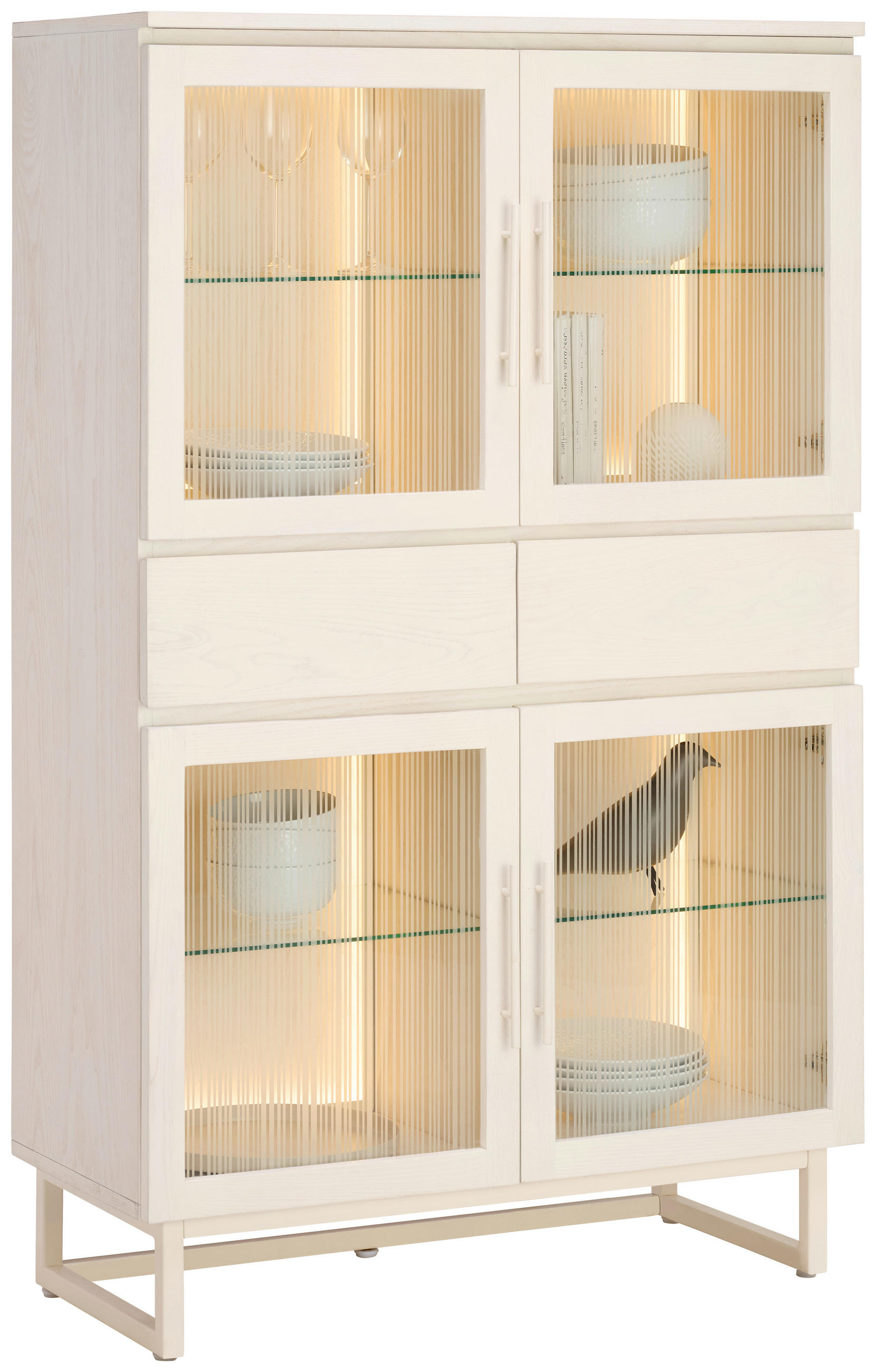 HÖG BYRÅ BORAS 90/145/43 cm 2 låda(or)  - vit/svart, Modern, metall/trä (90/145/43cm) - Lomoco