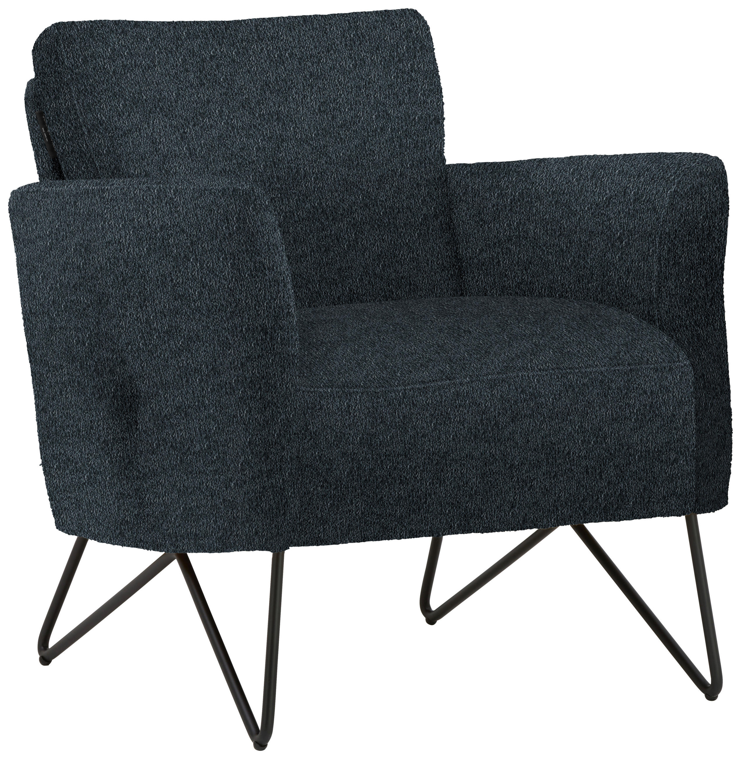 SESSEL in Chenille, Mikrofaser Dunkelblau  - Schwarz/Dunkelblau, Design, Textil/Metall (68/78/76cm) - Johann Jakob