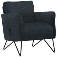 SESSEL in Chenille, Mikrofaser Dunkelblau  - Schwarz/Dunkelblau, Design, Textil/Metall (68/78/76cm) - Johann Jakob