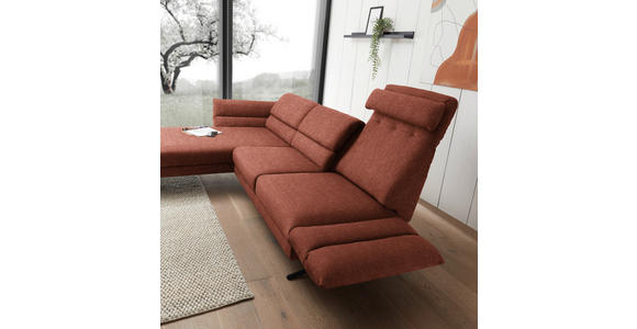 ECKSOFA Rostfarben Flachgewebe  - Rostfarben/Schwarz, Design, Textil/Metall (176-217/279-327cm) - Dieter Knoll