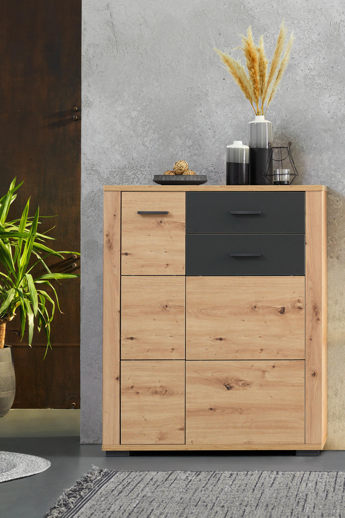 GARDEROBE  in 230/195/45 cm  - Anthrazit/Eiche Artisan, KONVENTIONELL, Glas/Holzwerkstoff (230/195/45cm) - Xora