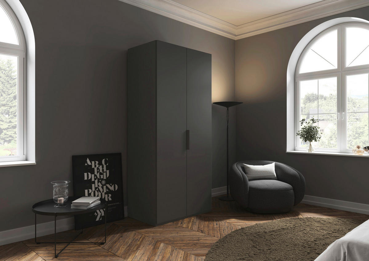 DREHTÜRENSCHRANK 101/223/61 cm,  in Graphitfarben, 2-türig  - Graphitfarben, Basics, Holzwerkstoff/Metall (101/223/61cm) - Novel