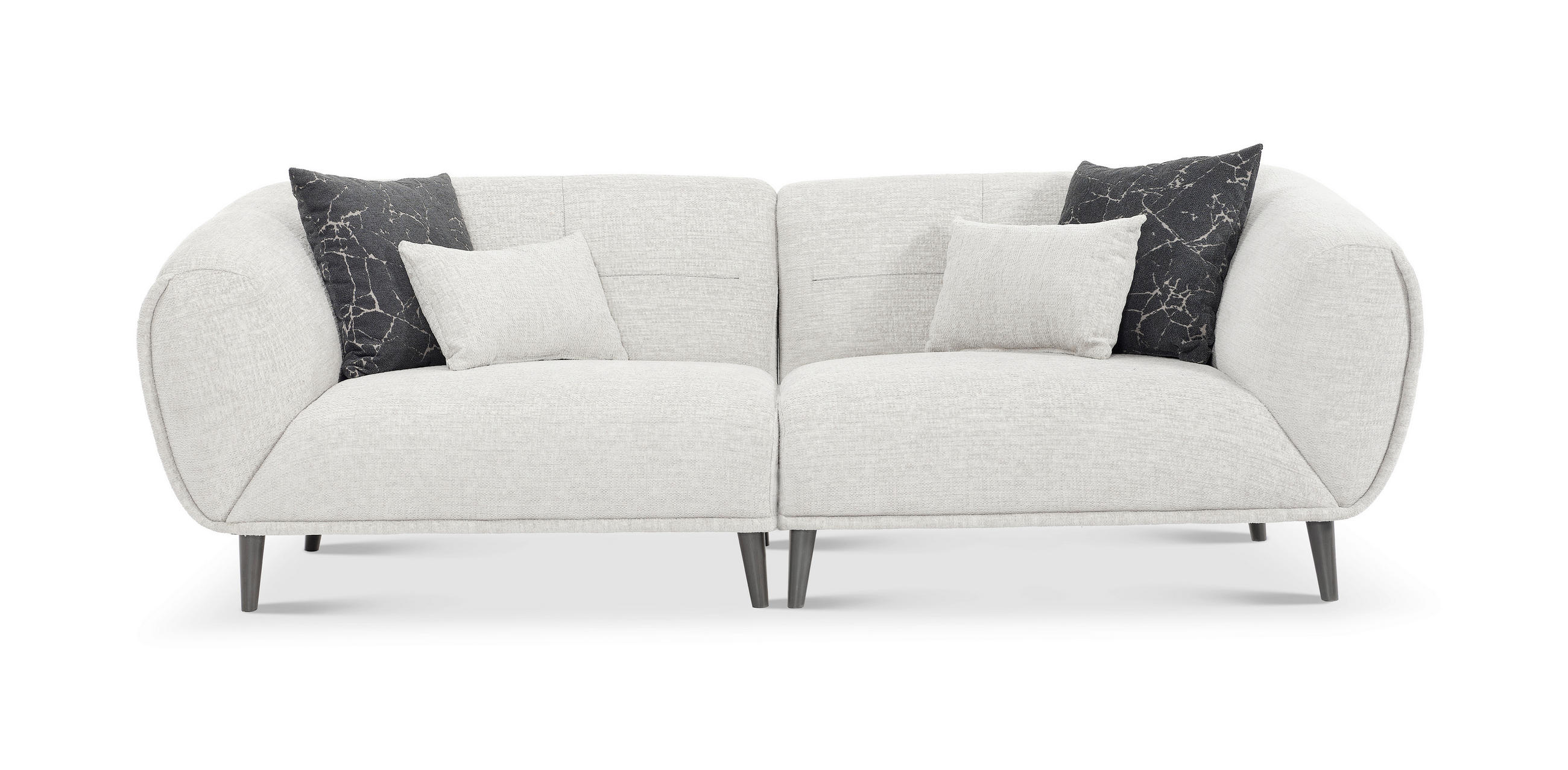 3-SITZER-SOFA  in Bouclé Hellgrau  - Anthrazit/Hellgrau, Design, Holz/Textil (240/80/102cm) - Livetastic