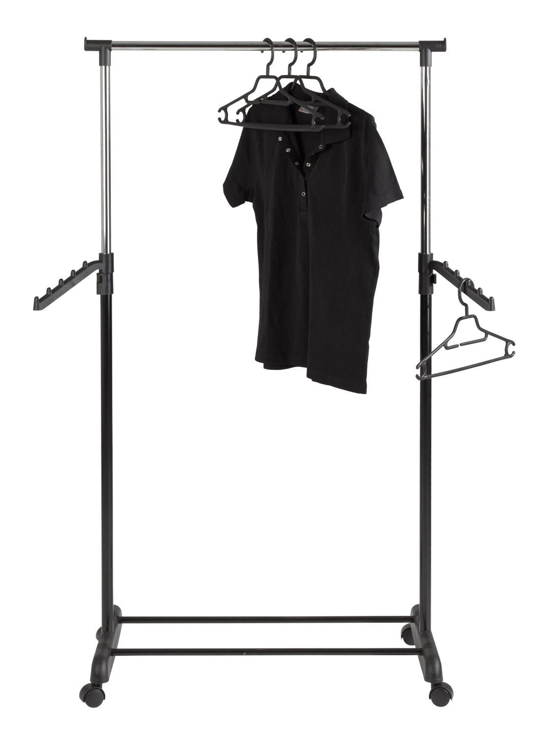 CUIER MOBIL CU RAFT PANTOFI in negru, culoare crom 81/100-177/42 cm   - culoare crom/negru, Basics, plastic/metal (81/100-177/42cm) - Carryhome