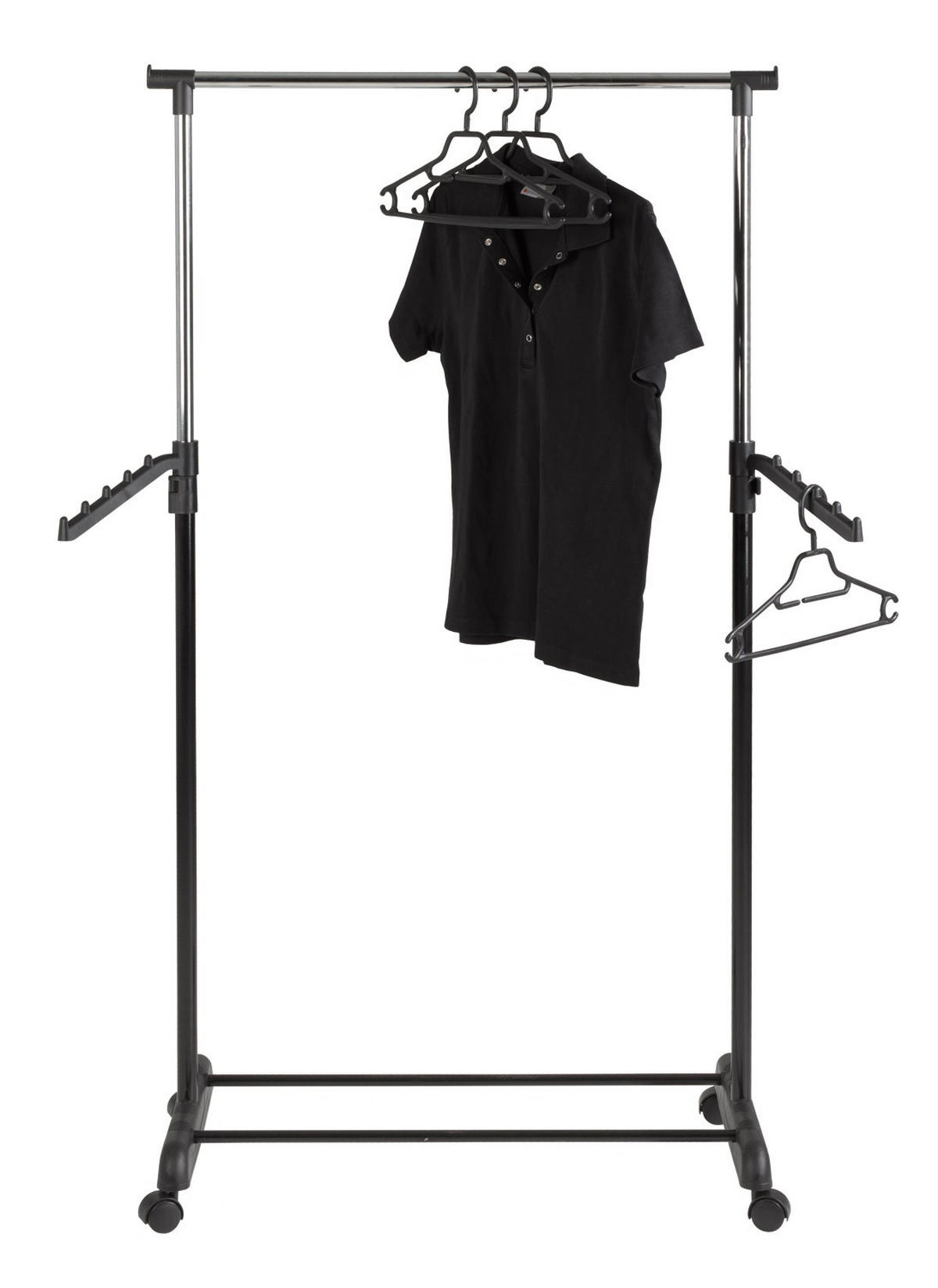 POKRETNA VJEŠALICA crna, boje kroma  metal, plastika   - boje kroma/crna, Basics, metal/plastika (81/100-177/42cm) - Carryhome