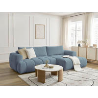 ECKSCHLAFSOFA FUJI Leinenoptik Hellblau  inkl.  - Schwarz/Hellblau, MODERN, Kunststoff/Textil (292/160cm)