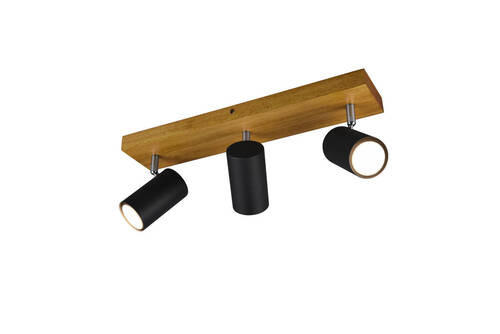 BODOVÉ SVÍTIDLO, 35 W/GU10,  - černá, Design, kov/dřevo (44/16/9cm) - Trio Leuchten