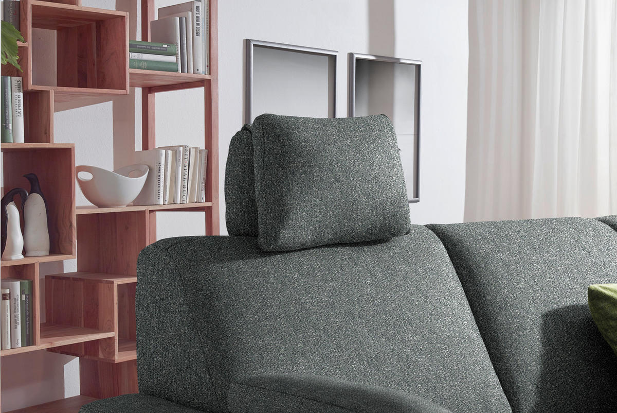 WOHNLANDSCHAFT  in Mikrovelours Graugrün  - Anthrazit/Alufarben, KONVENTIONELL, Textil (158/323/237cm) - Sedda