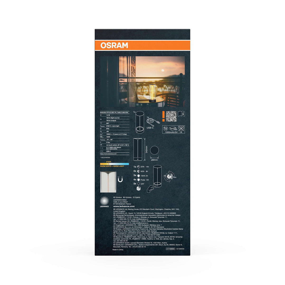 LED-AUßENLEUCHTE 9,2/24,2 cm   - Dunkelgrau, Basics, Kunststoff (9,2/24,2cm) - Osram