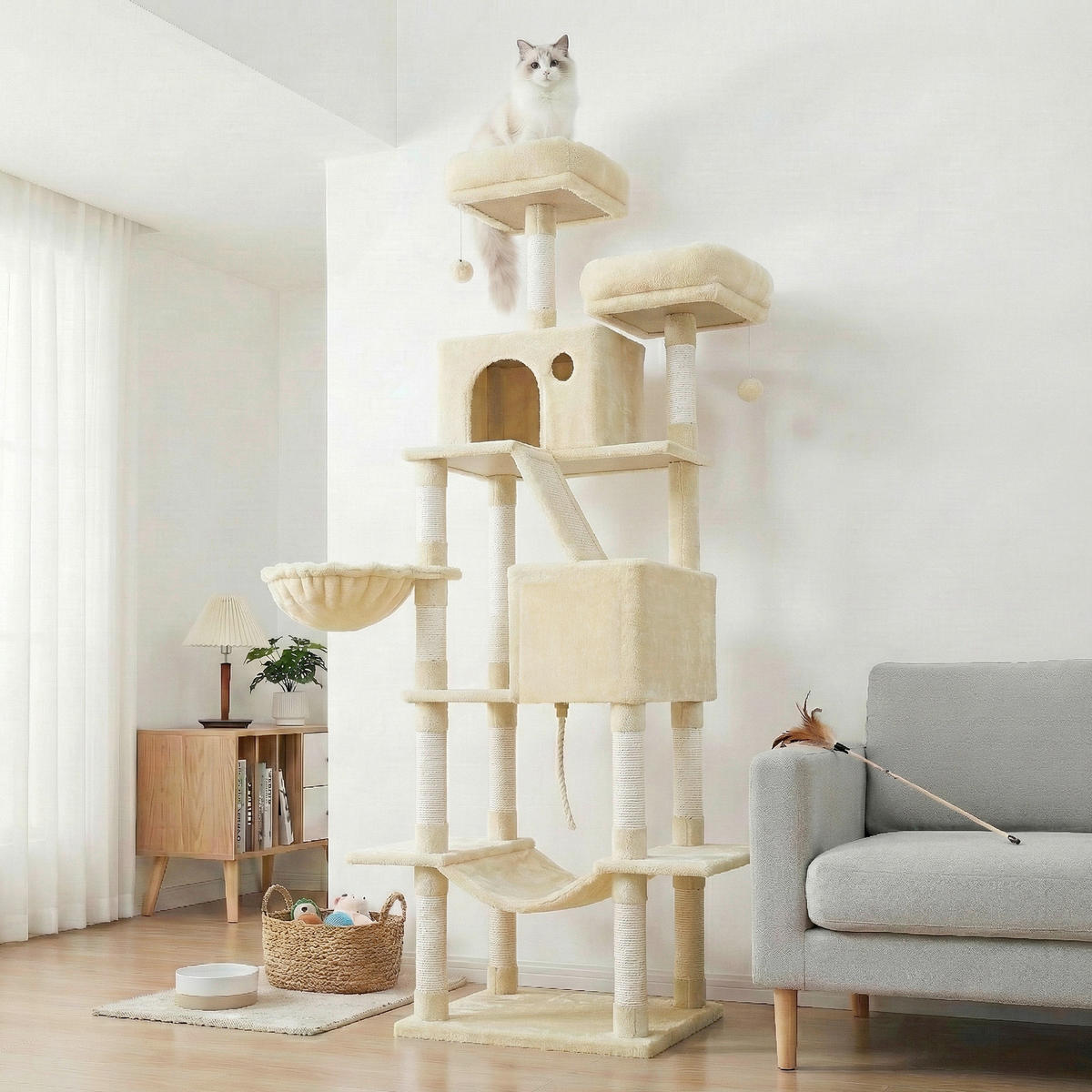 KRATZBAUM - Beige, Trend, Papier/Holzwerkstoff (111/206/58,5cm) - Boxxx