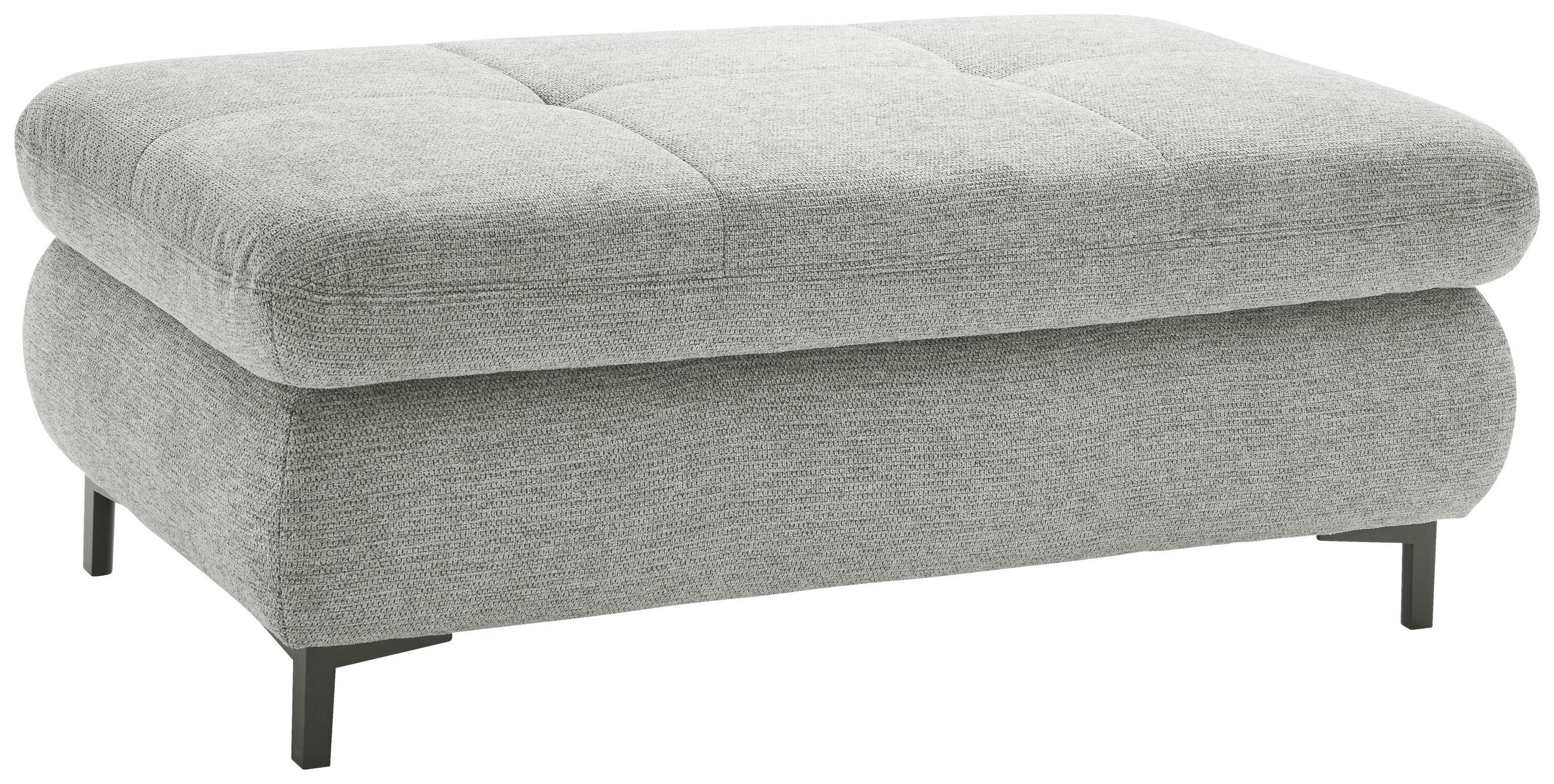 HOCKER Webstoff Hellgrau  - Hellgrau/Schwarz, KONVENTIONELL, Textil/Metall (129/49/64cm) - SetOne by Musterring