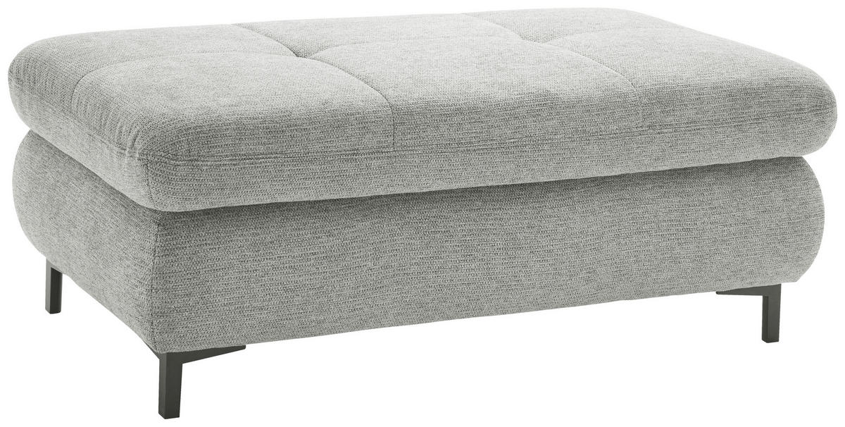 HOCKER Webstoff Hellgrau  - Hellgrau/Schwarz, KONVENTIONELL, Textil/Metall (129/49/64cm) - SetOne by Musterring