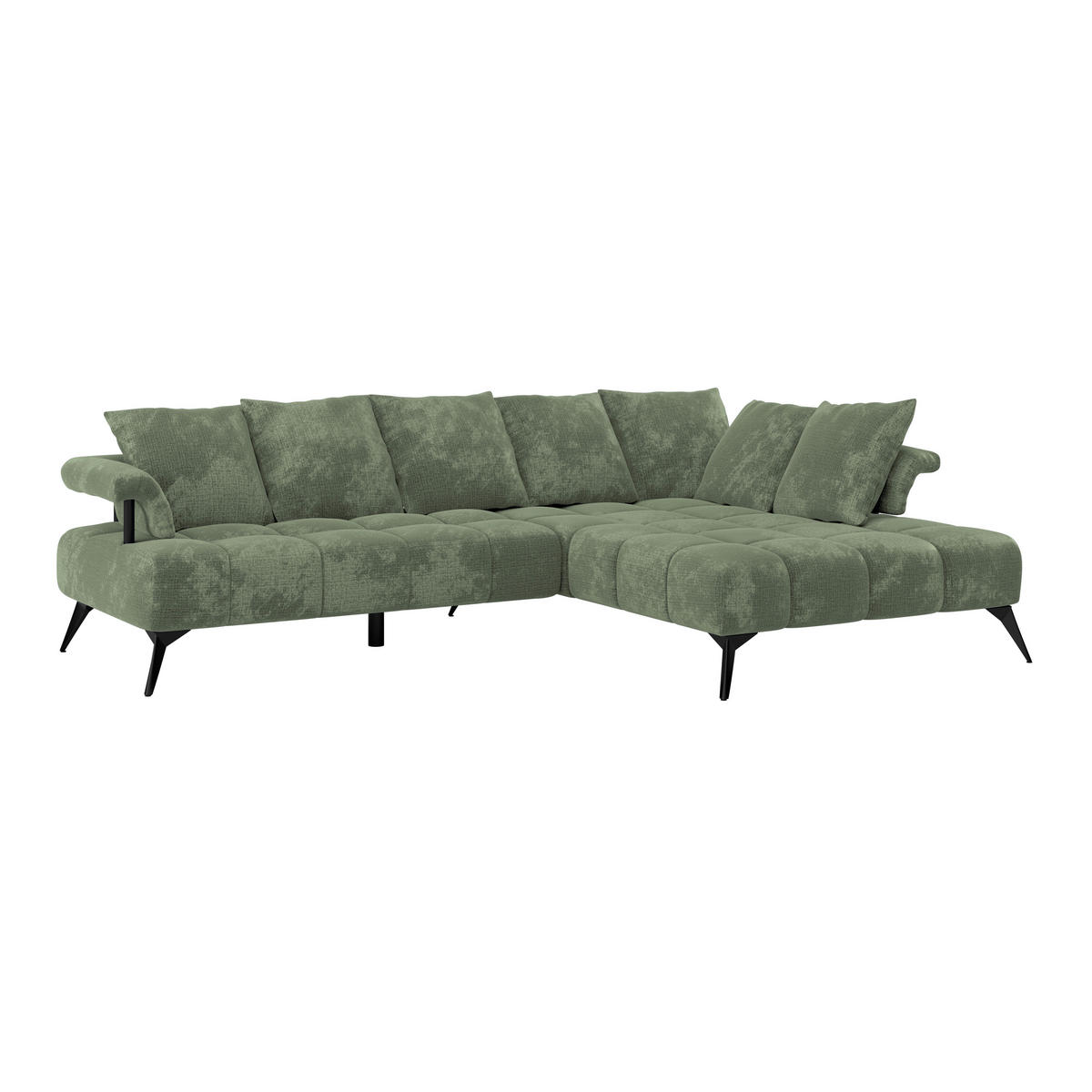ECKSOFA in Flachgewebe Mintgrün  - Schwarz/Mintgrün, Modern, Kunststoff/Textil (297/200cm) - Livetastic