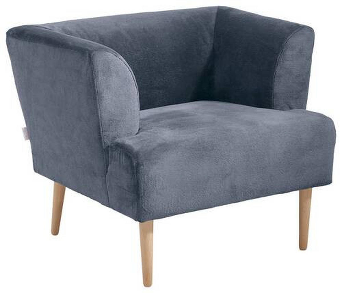 SESSEL in Plüsch Petrol  - Buchefarben/Petrol, Design, Holz/Textil (85/71/80cm) - MID.YOU