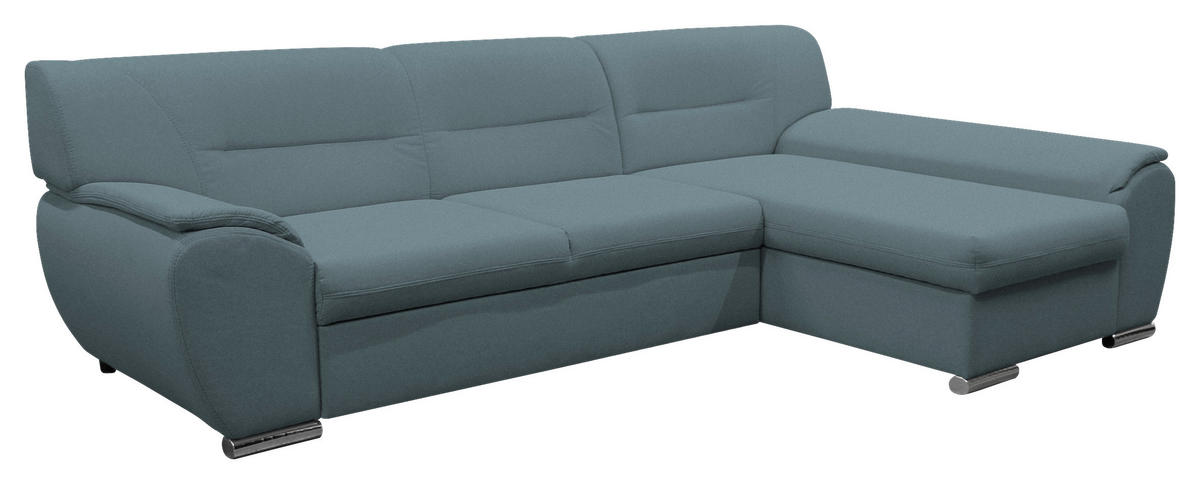 ECKSOFA Blau Flachgewebe  - Blau/Silberfarben, Design, Kunststoff/Textil (281/167cm) - MID.YOU