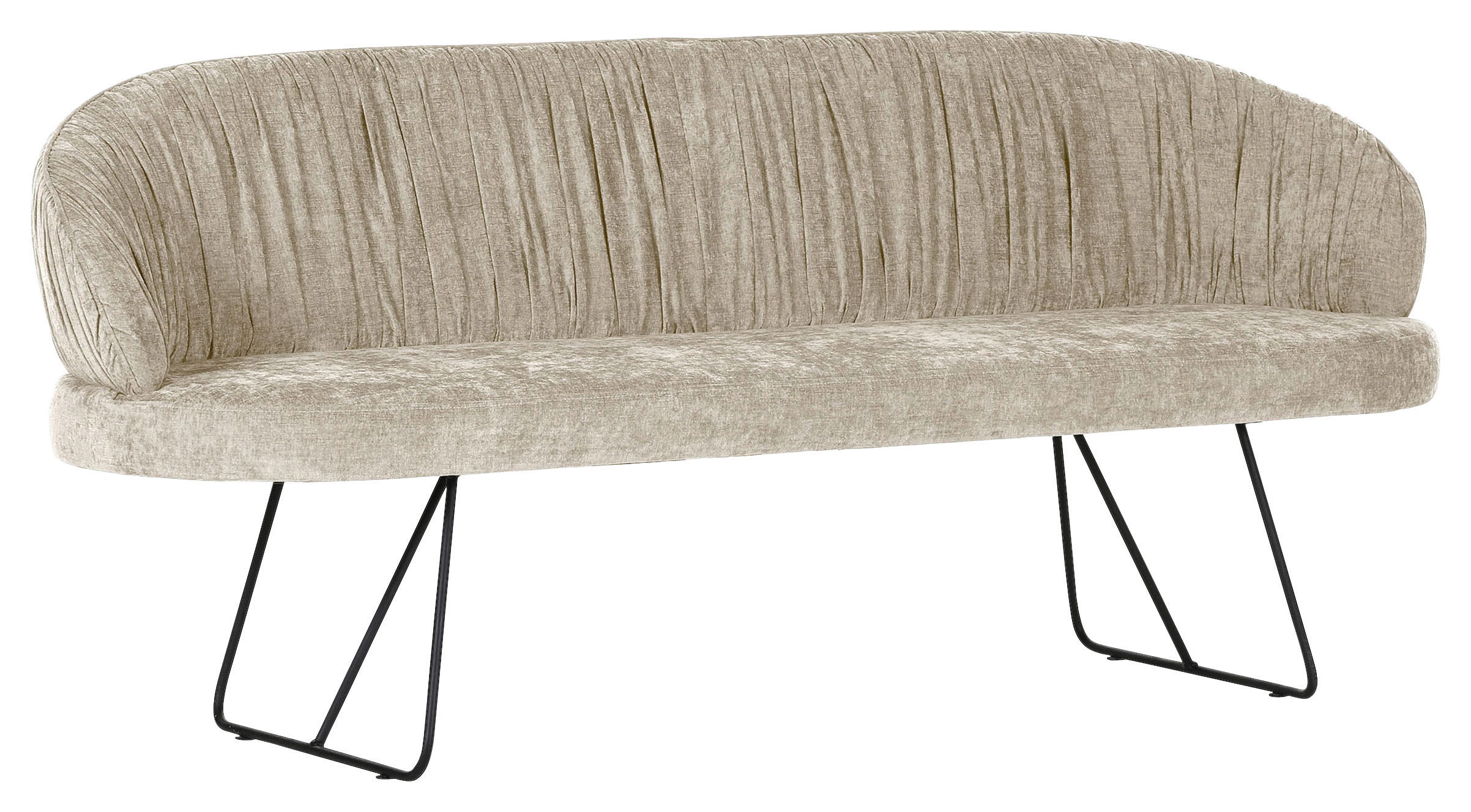SITZBANK 202/88/65 cm Flachgewebe Beige Metall  - Beige/Schwarz, Design, Textil/Metall (202/88/65cm) - Novel