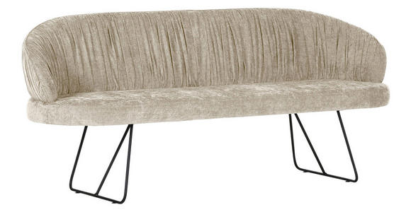 SITZBANK 202/88/65 cm Flachgewebe Beige Metall - Beige/Schwarz, Design, Textil/Metall (202/88/65cm) - Novel
