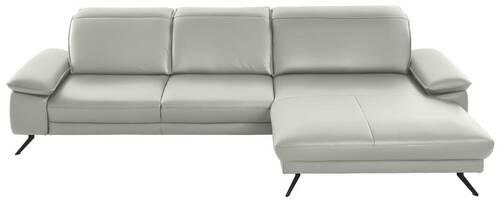 ECKSOFA in Echtleder Hellgrau  328/193 cm  - Hellgrau/Schwarz, Design, Leder/Metall (328/193cm) - Dieter Knoll