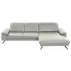 ECKSOFA in Echtleder Hellgrau  - Hellgrau/Schwarz, Design, Leder/Metall (328/193cm) - Dieter Knoll