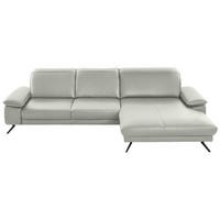 ECKSOFA in Echtleder Hellgrau  - Hellgrau/Schwarz, Design, Leder/Metall (328/193cm) - Dieter Knoll