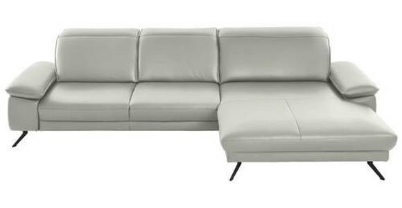 ECKSOFA in Echtleder Hellgrau  - Hellgrau/Schwarz, Design, Leder/Metall (328/193cm) - Dieter Knoll