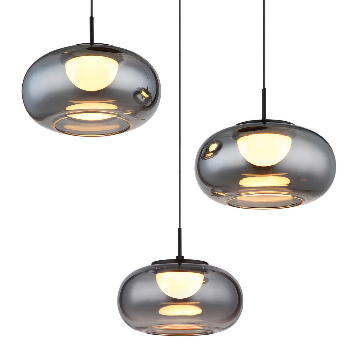 VISEČA LED-SVETILKA  QUINTARA //3000 K/230 V/ - črna, Design, kovina/steklo (49/80-150cm) - Globo