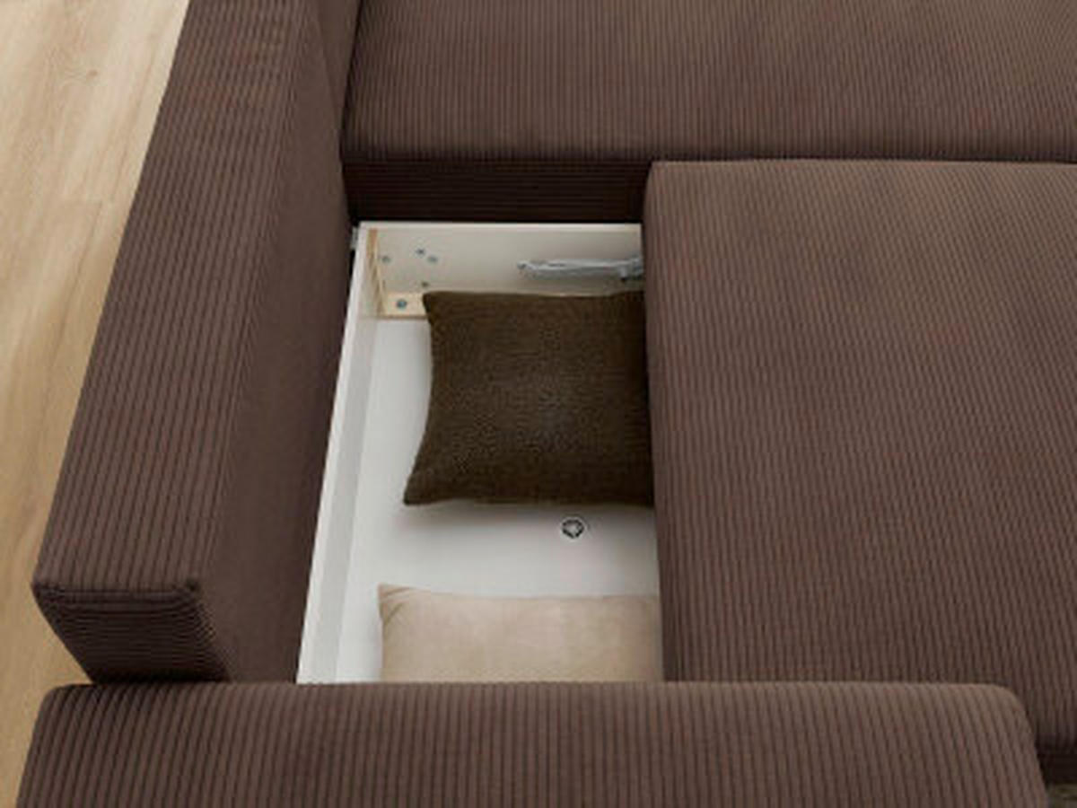 ECKSOFA Ottomane rechts  ATILLA Taupe Cord  - Taupe/Schwarz, MODERN, Kunststoff/Textil (244/149cm)