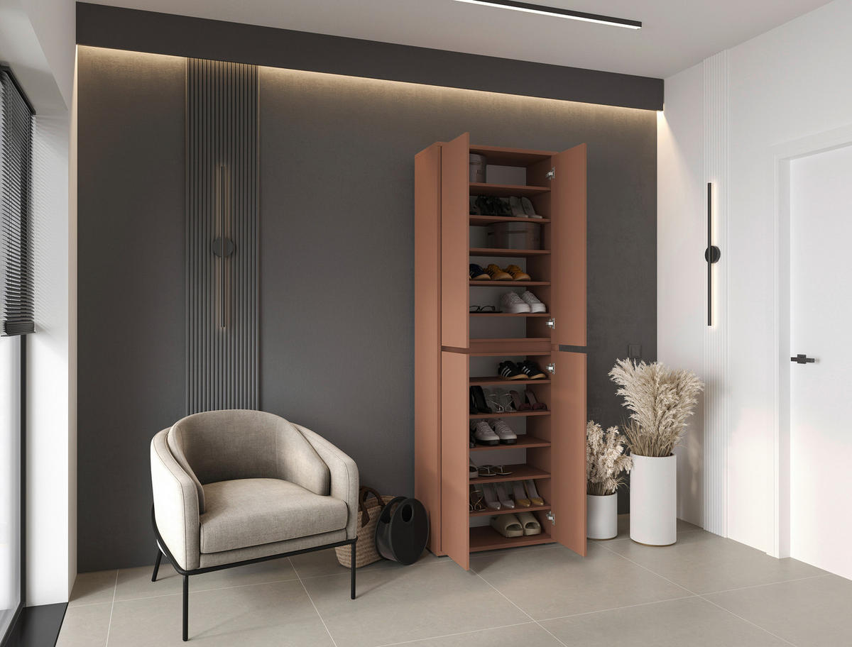 OMARA ZA ČEVLJE terakota - terakota, Design, umetna masa/leseni material (70/210/34cm) - Xora