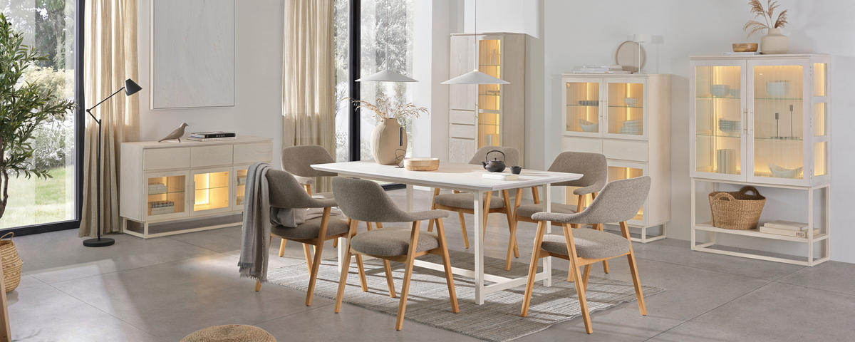 ESSTISCH 180/90/76 cm teilmassiv  Holz, Metall, Holzwerkstoff rechteckig Weiß, Eschefarben  - Eschefarben/Weiß, MODERN, Holz/Holzwerkstoff (180/90/76cm) - Lomoco